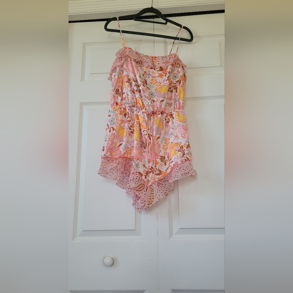 Victoria's Secret Pink and Yellow Chemise with Floral Lace